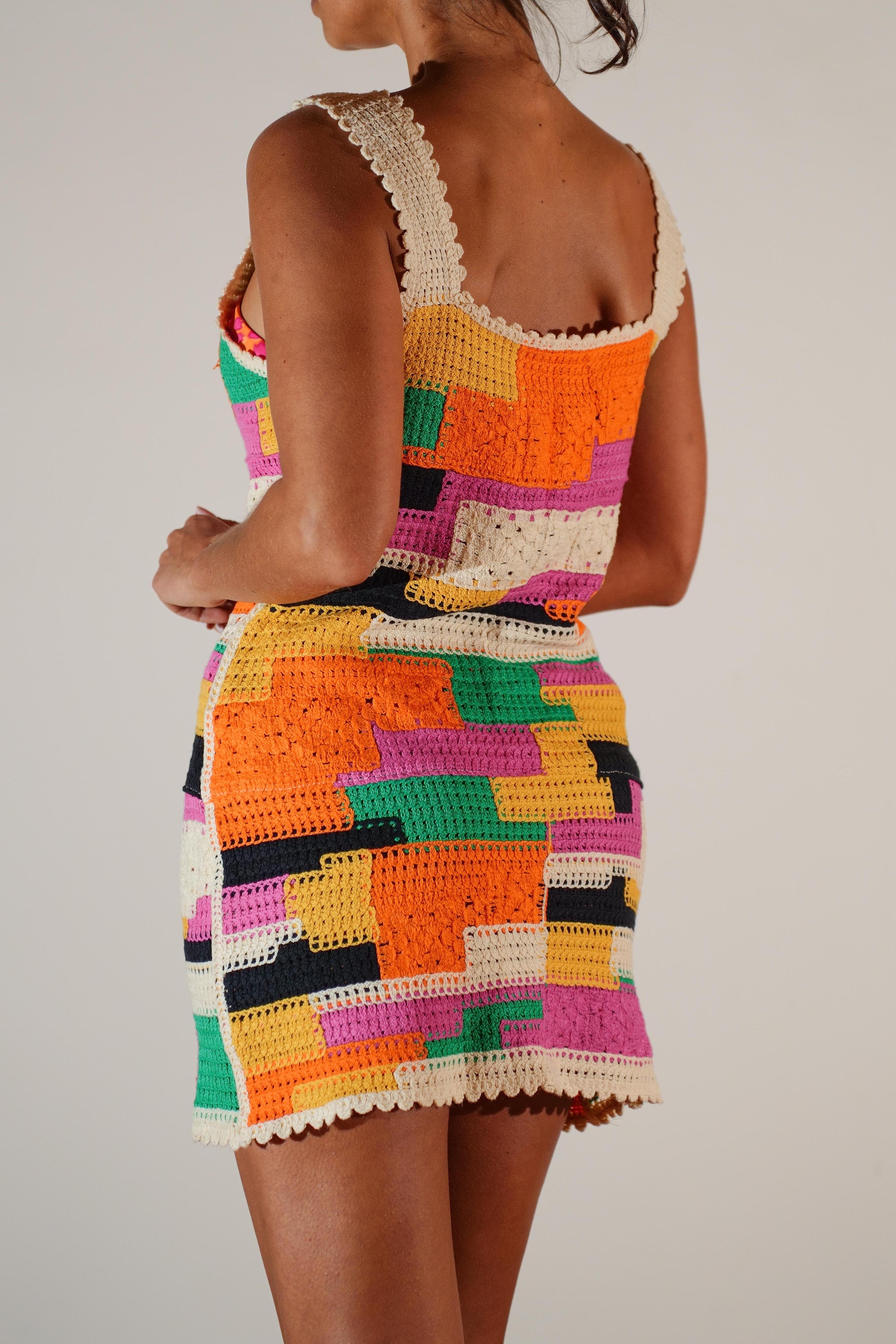 Vestido Crochê Colorido